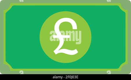 Gibraltar Pound currency Sign Green Note icon Vector for mobile apps and Websites Stock Vector