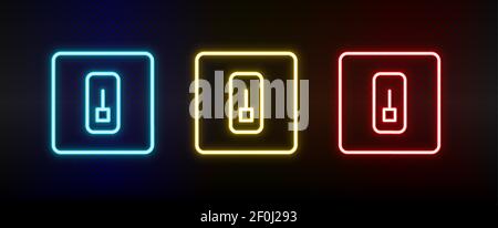 switch, switcher neon icon set. Set of red, blue, yellow neon vector icon Stock Vector