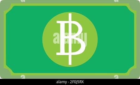 Thailand Thai baht currency Sign Green Note icon Vector for mobile apps and Websites Stock Vector