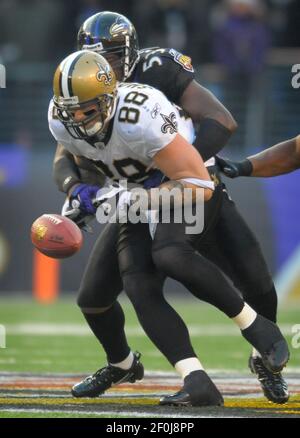 Saints tight end Jeremy Shockey (88) celebrates after scoring a