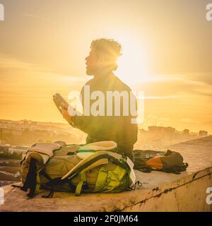 Sunset at Miradouro Monte da Senhora do monte, Stock Photo