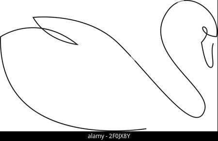 One line swan design silhouette. Hand drawn minimalism style vector illustration Stock Vector