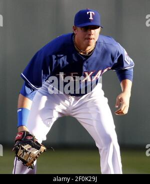 May 15, 2016: Toronto Blue Jays first baseman Justin Smoak #14 during an  MLB game between the Toronto Blue Jays and the Texas Rangers at Globe Life  Park in Arlington, TX Texas