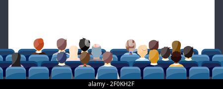 People Sit Cinema Hall Stock Vector