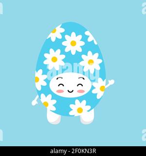 Easter cute tooth in egg costume dental icon isolated on background. Stock Vector