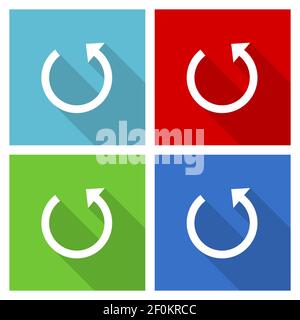Rotate icon set, flat design vector illustration in eps 10 for webdesign and mobile applications in four color options Stock Vector