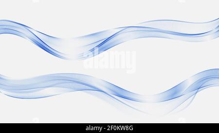 Two wavy blue elements design Smooth blue waves Abstract wave background Stock Vector