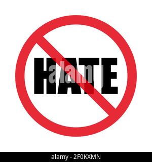 There is no hatred. Stop hatred and protest. Isolated on white background. Flat style. Vector graphics Stock Vector