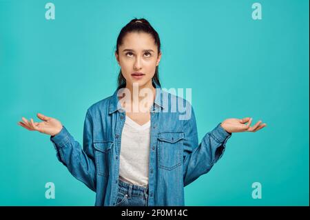 Exhausted woman portrait, positive emotion Stock Photo