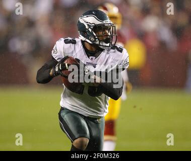 Philadelphia Eagles cornerback Dimitri Patterson runs a defensive route  during the first half of an NFL football game against the Jacksonville  Jaguars in Jacksonville, Fla., Sunday, Sept. 26, 2010.(AP Photo/John Raoux  Stock