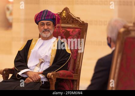New Sultan Haitham Bin Tariq Bin Taimour of Oman during a ceremony of ...