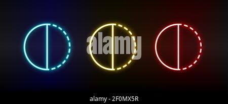 adjustment, contrast neon icon set. Set of red, blue, yellow neon vector icon Stock Vector