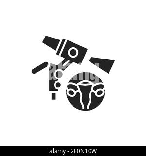 Colposcopy line black icon. Female reproductive system checkup. Sign ...