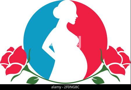 abstract pregnancy icon logo vector concept design Stock Vector