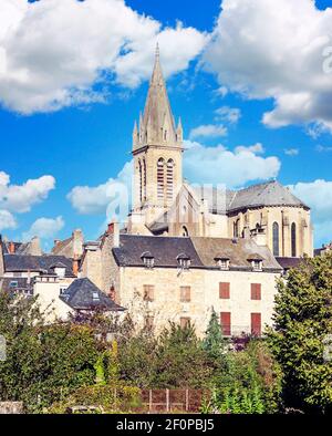 Beautiful hillside view of Conques, medieval village, Occitanie, France ...