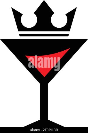 red wine king crown icon logo vector concept design Stock Vector
