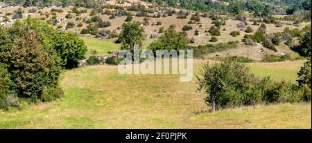 French agriculture in the valley in a suuny day Stock Photo