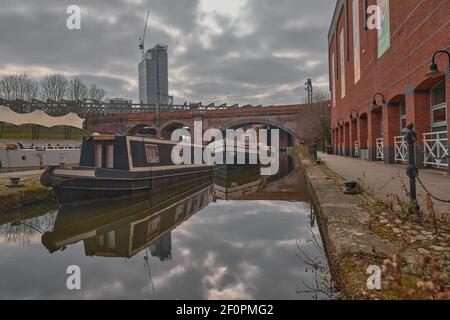 The canal in Manchester city centre Stock Photo