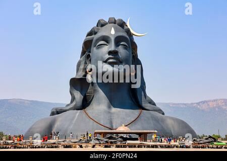 The giant Adiyogi Shiva Statue at Isha Yoga Center, Coimbatore, Tamil ...