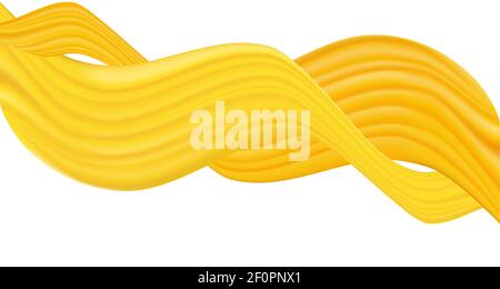 Abstract bright yellow orange curve wave isolated on white background. Hangings, silk drape Stock Vector