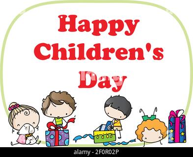 vector drawing cartoon happy children's day background Stock Vector Image &  Art - Alamy