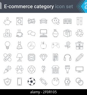 E-commerce and online shopping simple icon set isolated on white background. High quality vector Stock Vector