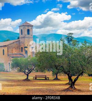 French agriculture in the valley in a suuny day Stock Photo