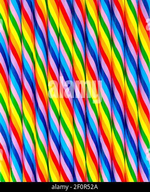 Vivid color abstract background. Multi-colored striped background of pencils. Seamless colourful striped backgrounds. Stock Photo