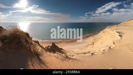 Rubjerg wandering sand dune and the sandstone cliffs between Lønstrup and Løkken, Denmark; Lønstrup Klint; Danmark Stock Photo