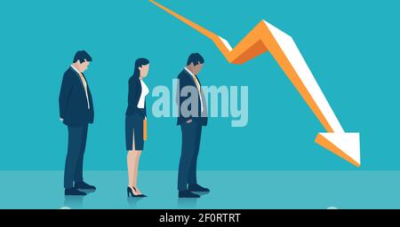 Vector of sad business people going through an economic crisis Stock Vector