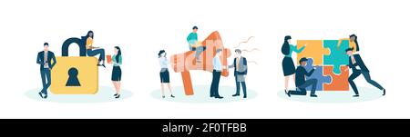 Vector of a team of business people solving successfully problems Stock Vector