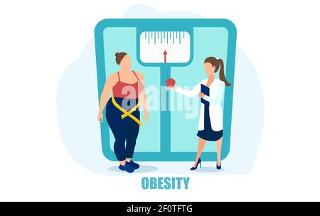 Vector of an overweight woman being advised on a healthy diet Stock Vector