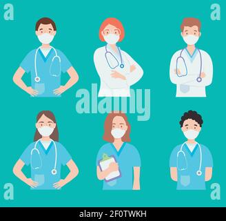 set women and men professional doctors vector illustration Stock Vector ...