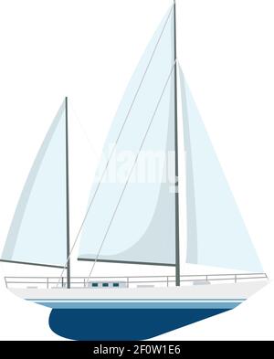 Modern white motor yacht sailing on water surface, luxury ship ...