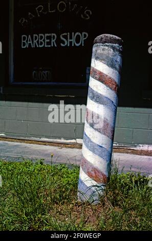 1970's United States -  Barber pole Kingsland Georgia ca. 1979 Stock Photo