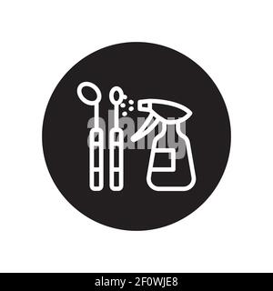 Disinfection instruments black glyph icon. Isolated vector element. Stock Vector