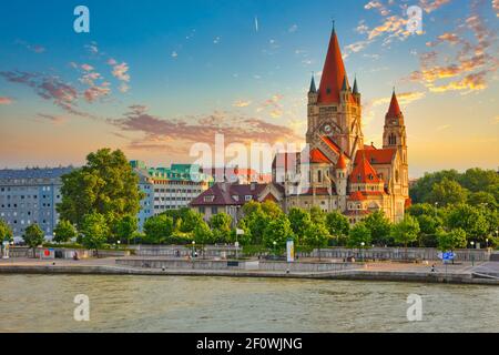 Church Heiliger Franz of Assisi at Mexikoplatz, Vienna, Austria Stock Photo