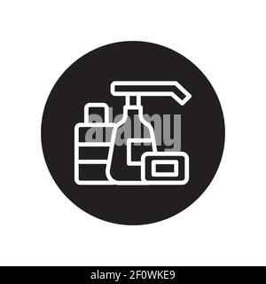 Antiseptic products black glyph icon. Isolated vector element. Stock Vector