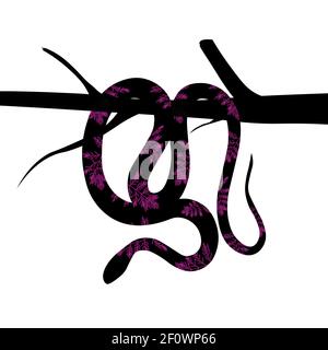 Vintage abstract with beautiful snakes on a white background for fabric design. Tree snake. Stock Vector