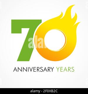 70 th anniversary numbers. 70 years old logotype. Bright congrats. Isolated abstract graphic design template. Creative 0 sign 3D digits. Up to 70 perc Stock Vector