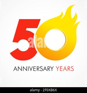 50 th anniversary numbers. 50 years old logotype. Bright congrats. Isolated abstract graphic design template. Creative 0 sign 3D digits. Up to 50 perc Stock Vector