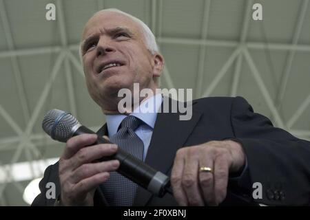 3 July 2008 - Mexico City, Mexico - REPUBLICAN PRESIDENTIAL CANDIDATE SEN. John McCain, R-ARIZ during a press conference at the Mexican Federal Police Headquarters in the Iztapalapa section of Mexico City. Photo Credit: Benedicte Desrus/Sipa Press/0807072035