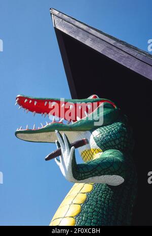 Gatorland Zoo alligator statue Route 1 St. Augustine Florida ca. 1979 Stock Photo