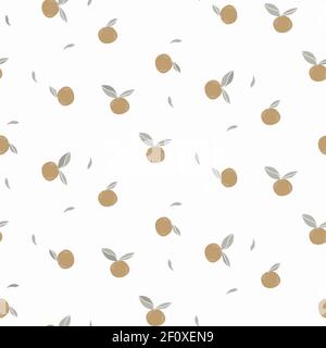 Mandarine citrus fruit seamless vector texture pale colored. Background with oranges. Stock Vector