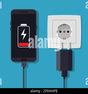 Smartphone and charger adapter. Stock Vector