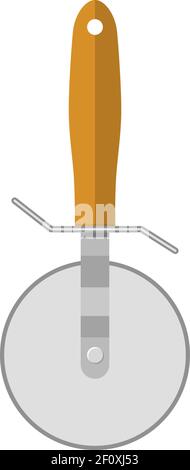 Pizza cutter knife steel kitchenware Stock Vector