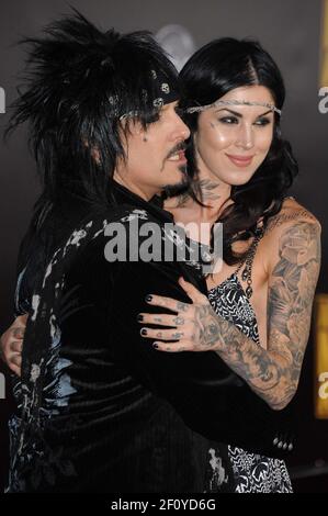NIKKI SIXX KAT VON D 2008 AMERICAN MUSIC AWARDS DOWNTOWN LOS ANGELES CA