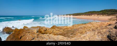 Panorama of Main Beach, Point Lookout, Stradbroke Island, Queensland, Australia Stock Photo