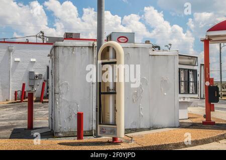 Gwinnett County, Ga / USA - 07 20 20: Krystal Burgers drive thru sign with menu missing Stock Photo