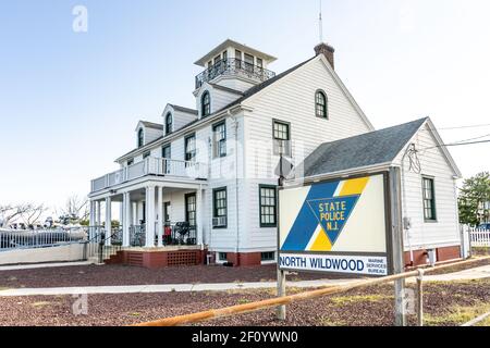North Wildwood, NJ - Oct. 31, 2020: Station for the Marine Services Bureau of the NJ State Police addresses boating issues, fish & game laws, search & Stock Photo
